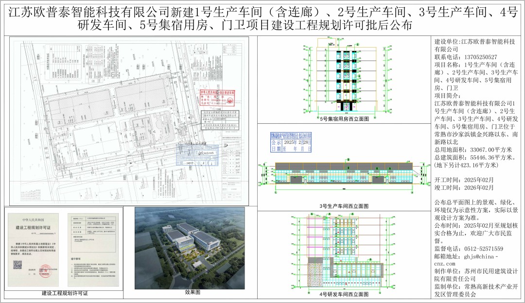 20250227 江苏欧普泰智能科技有限公司新建1号生产车间（含连廊）、2号生产车间、3号生产车间、4号研发车间、5号集宿用房、门卫项目建设工程规划许可批后公布.jpg